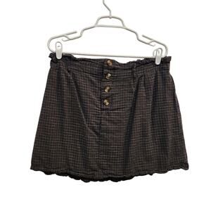 American Eagle Plaid Button Fly A-Line Mini Skirt Casual Retro Y2K Navy Size XL